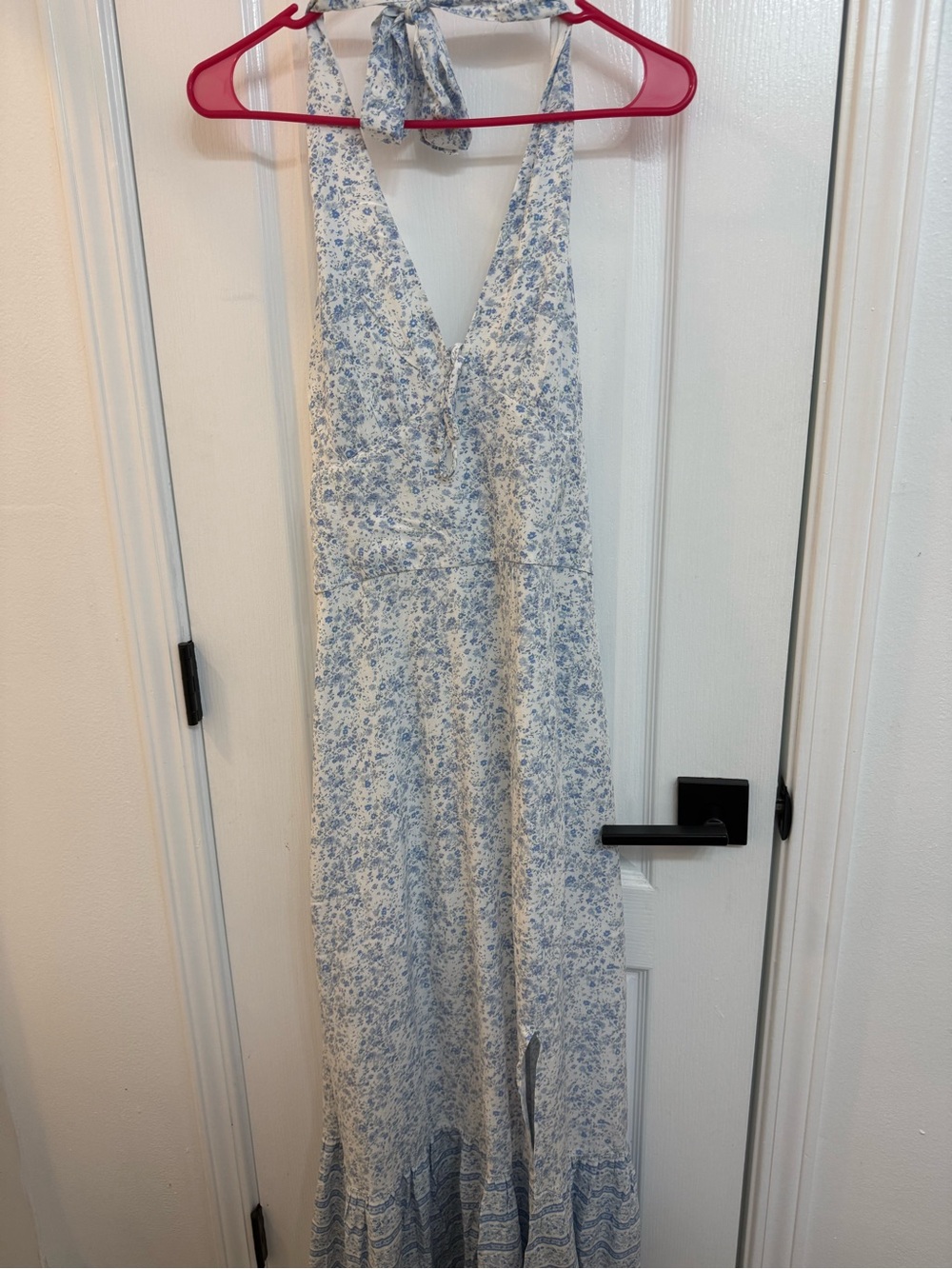 Aeropostale Light Blue Floral Halter Maxi Dress